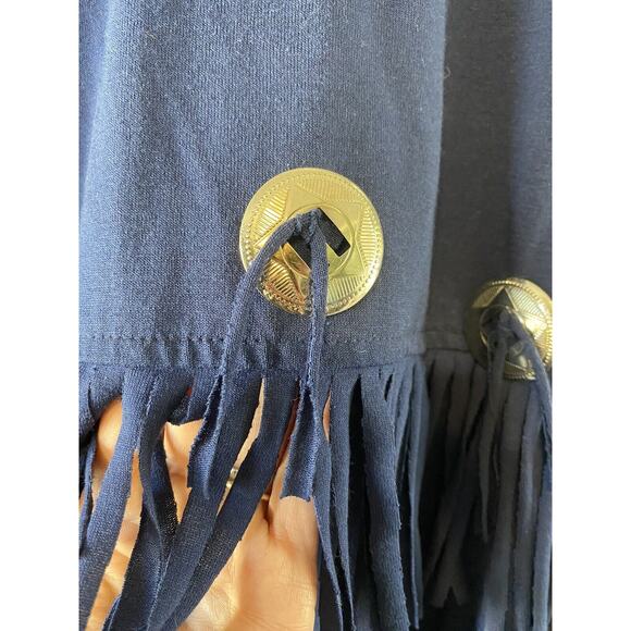 Womens Size 1XL Skirt & Shirt Set Blue w/ Fringe Conchos Western Rodeo Vintage - Picture 12 of 13